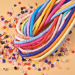 Flat Round Handmade Polymer Clay Beads&nbsp;CLAY-SZ0001-70