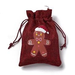 6Pcs 6 Styles Christmas Theme Rectangle Jute Bags&nbsp;ABAG-E007-01