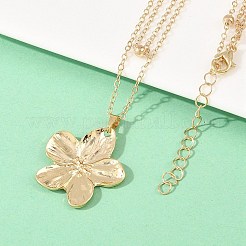 Alloy Flower Pendant with Iron Chain Double Layer Necklaces for Women&nbsp;NJEW-A066-02G