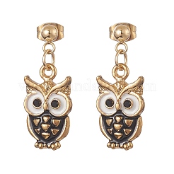 5 Pair 5 Color Alloy Enamel Owl Dangle Stud Earrings&nbsp;EJEW-JE05235