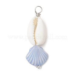 Natural Cowrie Shell & Plastic Shell Shape Pendants&nbsp;PALLOY-JF03795