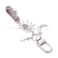 5Pcs Bullet Natural Lapis Lazuli & Green Aventurine & Amethyst & Quartz Crystal & Rose Quartz & Yellow Jade Pendant Decoration&nbsp;HJEW-JM03057