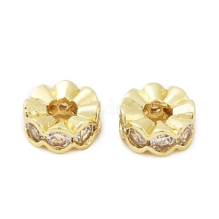 Brass Micro Pave Clear Cubic Zirconia Spacer Beads&nbsp;KK-L235-04G