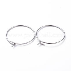 316 Surgical Stainless Steel Circle Wire Hoop Earring Findings&nbsp;STAS-J025-01B-P