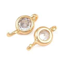 Brass Pave Clear Cubic Zirconia Connector Charms&nbsp;KK-H538-04G