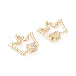 Brass Micro Pave Clear Cubic Zirconia Screw Carabiner Lock Charms&nbsp;KK-F814-32G