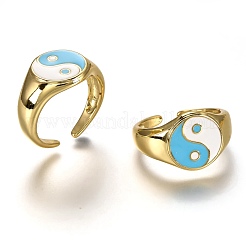 Brass Enamel Cuff Rings&nbsp;RJEW-C100-22G-C