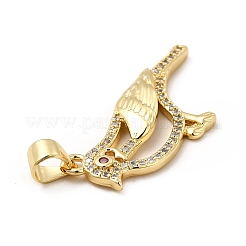 Real 18K Gold Plated Brass Micro Pave Cubic Zirconia Robin Brid Pendants&nbsp;KK-E072-25G