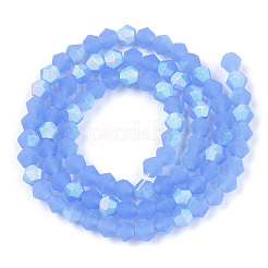 Imitation Jade Bicone Frosted Glass Bead Strands&nbsp;GLAA-F029-JM4mm-A04
