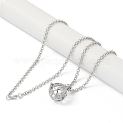 Brass with Rhinestone Pendant Necklaces&nbsp;NJEW-G089-03H-P