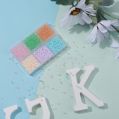 1800Pcs 6 Colors 8/0 Transparent & Opaque Glass Seed Beads&nbsp;SEED-YW0001-31