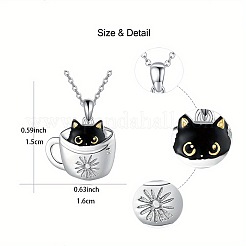 Black Cat in Cup Alloy Enamel Pendant Necklaces for Women&nbsp;FS-WG88A58-01