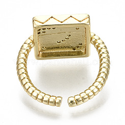 Brass Micro Pave Clear Cubic Zirconia Cuff Rings&nbsp;RJEW-S045-026G-NR