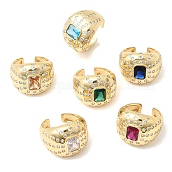 Brass Micro Pave Cubic Zirconia Cuff Open Rings for Women&nbsp;RJEW-L343-03G