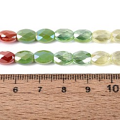 Electroplate Imitation Jade & Opaque & Transparent Glass Beads Strands&nbsp;EGLA-Q135-6x8MM-01C