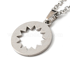 Non-Tarnish 201 Stainless Steel Hollow Sun Pendant Necklace with Cable Chains&nbsp;NJEW-Q317-31P