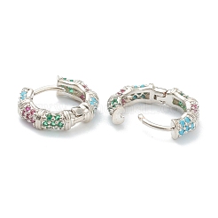 Brass Micro Pave Cubic Zirconia Huggie Hoop Earrings&nbsp;EJEW-A058-04P