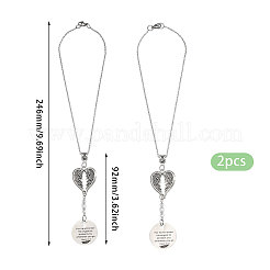2Pcs Flat Round & Wing Alloy Pendant Decorations&nbsp;HJEW-CA00073