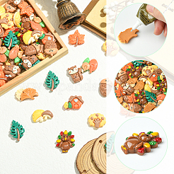 60Pcs 10 Styles Autumn Theme Resin Cabochons&nbsp;RESI-SC0006-37