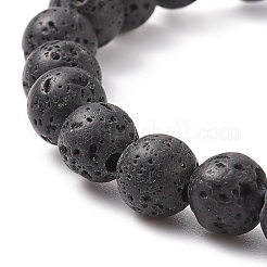 Natural Lava Rock & Topaz Jade Stretch Bracelet with Alloy Beaded&nbsp;BJEW-TA00147-02
