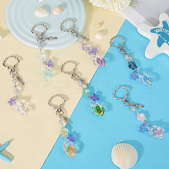 7Pcs 7 Colors Conch Luminous Transparent Acrylic & Glass Pendant Decorations&nbsp;HJEW-SC00105