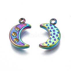 Rainbow Color 304 Stainless Steel Charms Rhinestone Settings&nbsp;STAS-S119-079