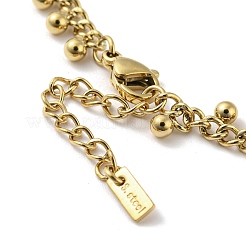 304 Stainless Steel Round Ball Charms Link Chain Bracelets&nbsp;BJEW-G686-05G