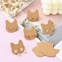 50Pcs Cat Shape Kraft Paper Earring Cards&nbsp;CDIS-CJ0001-02