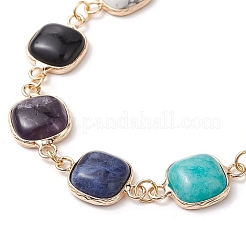 Natural Square Gemstone Link Bracelets&nbsp;BJEW-JB10982