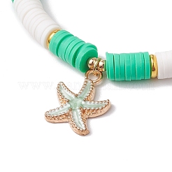 4Pcs Flat Round Handmade Polymer Clay Beads Beaded Stretch Bracelets for Women&nbsp;BJEW-TA00582