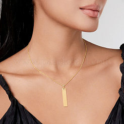 10Pcs 304 Stainless Steel Rectangle Pendant Necklaces&nbsp;NJEW-UN00020