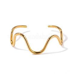 Personalized Wave Design 304 Stainless Steel Open Cuff Bangles for Women&nbsp;ZD3486