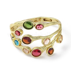 Colorful Oval Cubic Zirconia Cuff Bangles&nbsp;BJEW-M039-01G