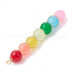Colorful Imitation Jade Glass Round Bead Pendants&nbsp;PALLOY-JF02449-01