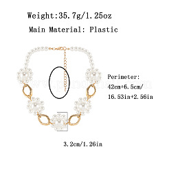 Alloy Rhombus & Plastic Flower Link Chain Necklaces for Women&nbsp;WG7D712-01