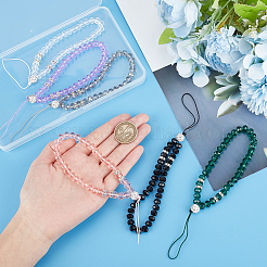 6Pcs 6 Colors Glass & Rhinestone Beaded Phone Hand Strap Chains&nbsp;AJEW-GF0008-56