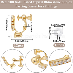 12Pcs Brass with Crystal Rhinestone Clip-on Earring Findings&nbsp;KK-BBC0010-60