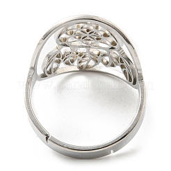 Non-Tarnish Adjustable 304 Stainless Steel Woven Web/Net with Feather Ring&nbsp;RJEW-F149-05P