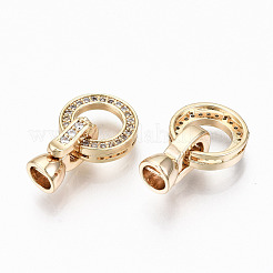 Brass Micro Pave Clear Cubic Zirconia Fold Over Clasps&nbsp;RJEW-T063-24G-NF