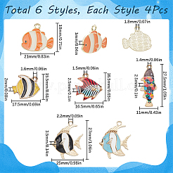 24Pcs 6 Styles Alloy Enamel Pendants&nbsp;ENAM-SC0005-69