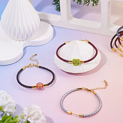 5Pcs 5 Colors 3MM Braided Round Imitation Leather Cord Bracelet Making&nbsp;MAK-TA0001-35C