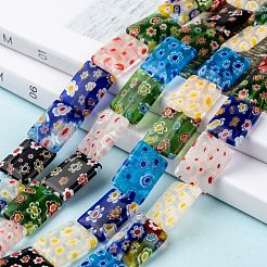 Rectangle Handmade Millefiori Glass Beads Strands&nbsp;LK-R004-22