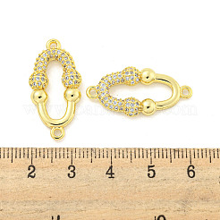 Rack Plating Brass Micro Pave Clear Cubic Zirconia Oval Connector Charms&nbsp;KK-P270-18G