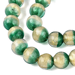 Handmade Lampwork with Gold Powder Beads Strands&nbsp;LAMP-N037-06A-03