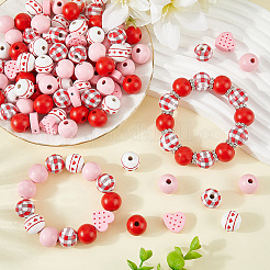 200Pcs 5 Styles Natural Wooden Beads&nbsp;WOOD-PA0001-37