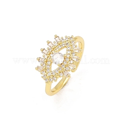 Brass Micro Pave Cubic Zirconia Cuff Rings for Women&nbsp;RJEW-Z113-45G