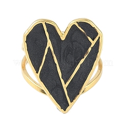 Ion Plating(IP) 304 Stainless Steel Enamel Heart Cuff Finger Rings&nbsp;RJEW-L107-070G-02