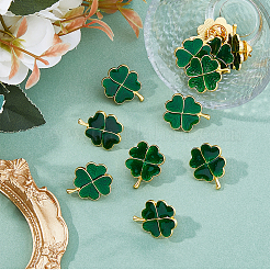 12Pcs Saint Patrick's Day Alloy Enamel Shamrock Brooch&nbsp;JEWB-FH0001-64B