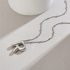 1pc Brass Chain with Alloy Letter Pendants Necklaces&nbsp;NJEW-LP0001-41R-P