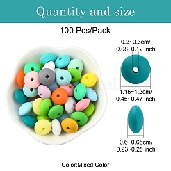 100Pcs 25 Styles Rondelle Food Grade Eco-Friendly Silicone Abacus Beads&nbsp;SIL-YW0001-36